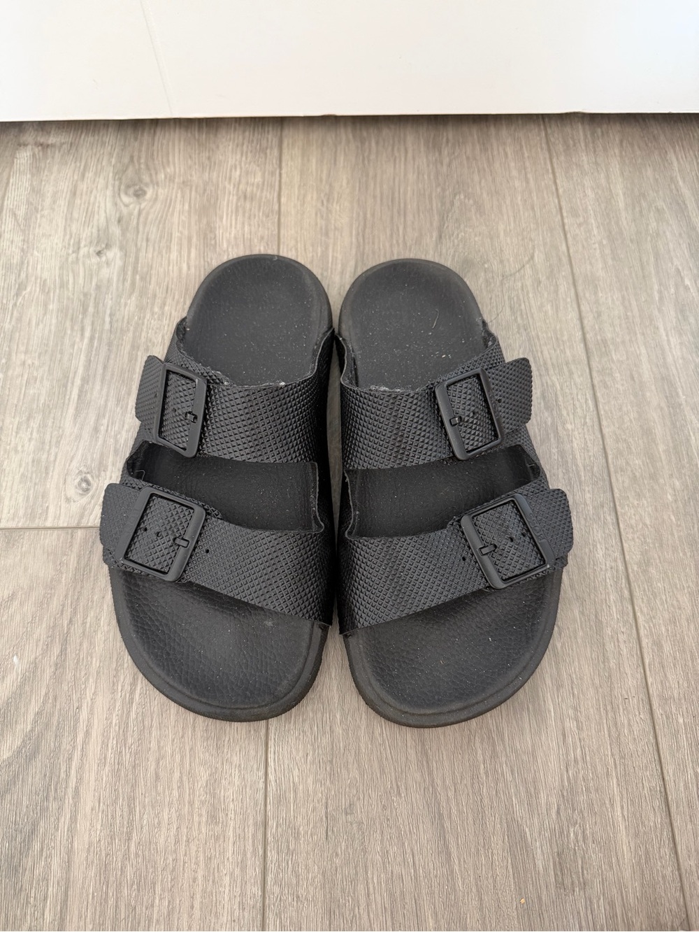 Hugo Boss women’s  Black Double-Strap Comfort Sandals